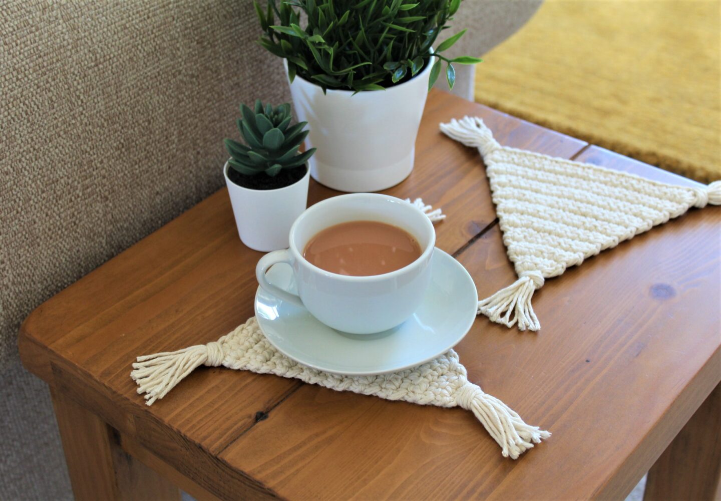 Cup of tea with coasters