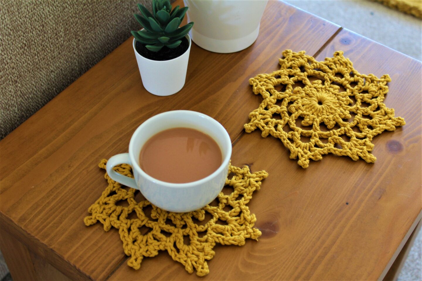 Beginner friendly free crochet flower coaster