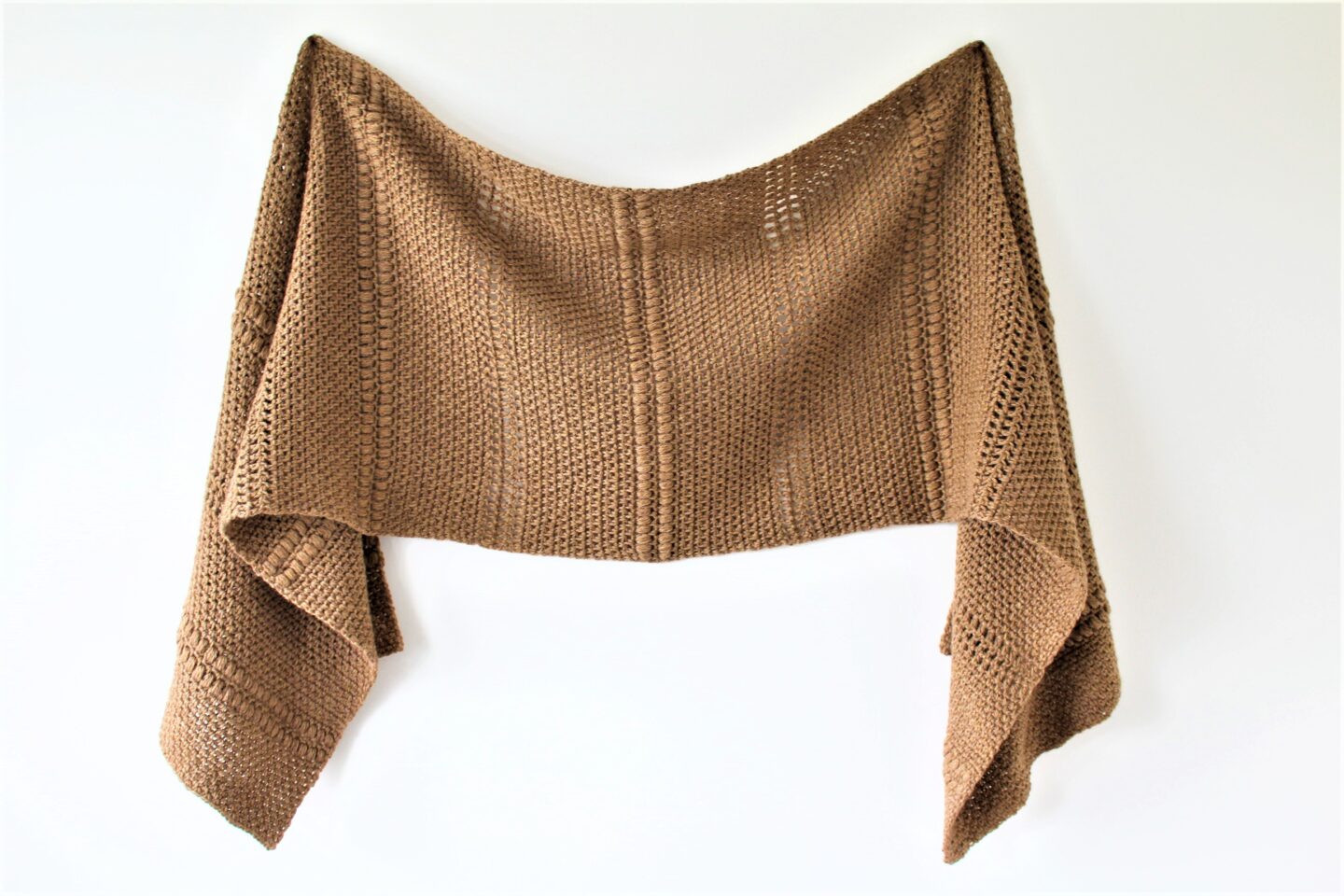 Straight view of the Brianna Sideways Shawl - Free Crochet pattern