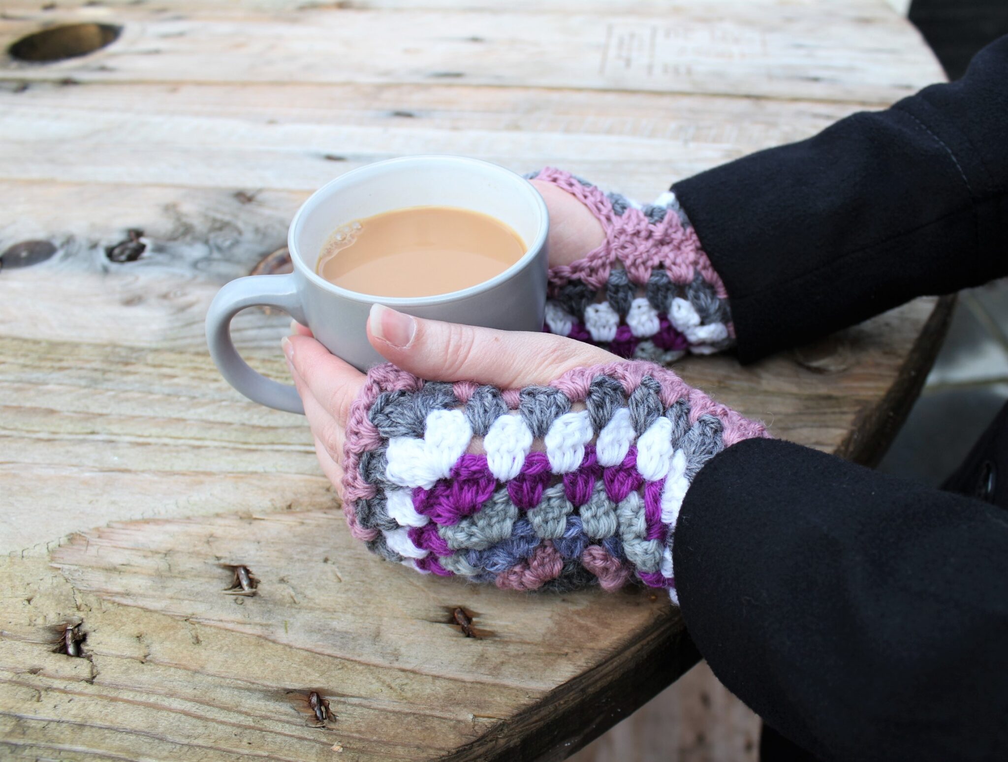 Granny Square Fingerless Gloves Free Crochet Pattern Truly Crochet