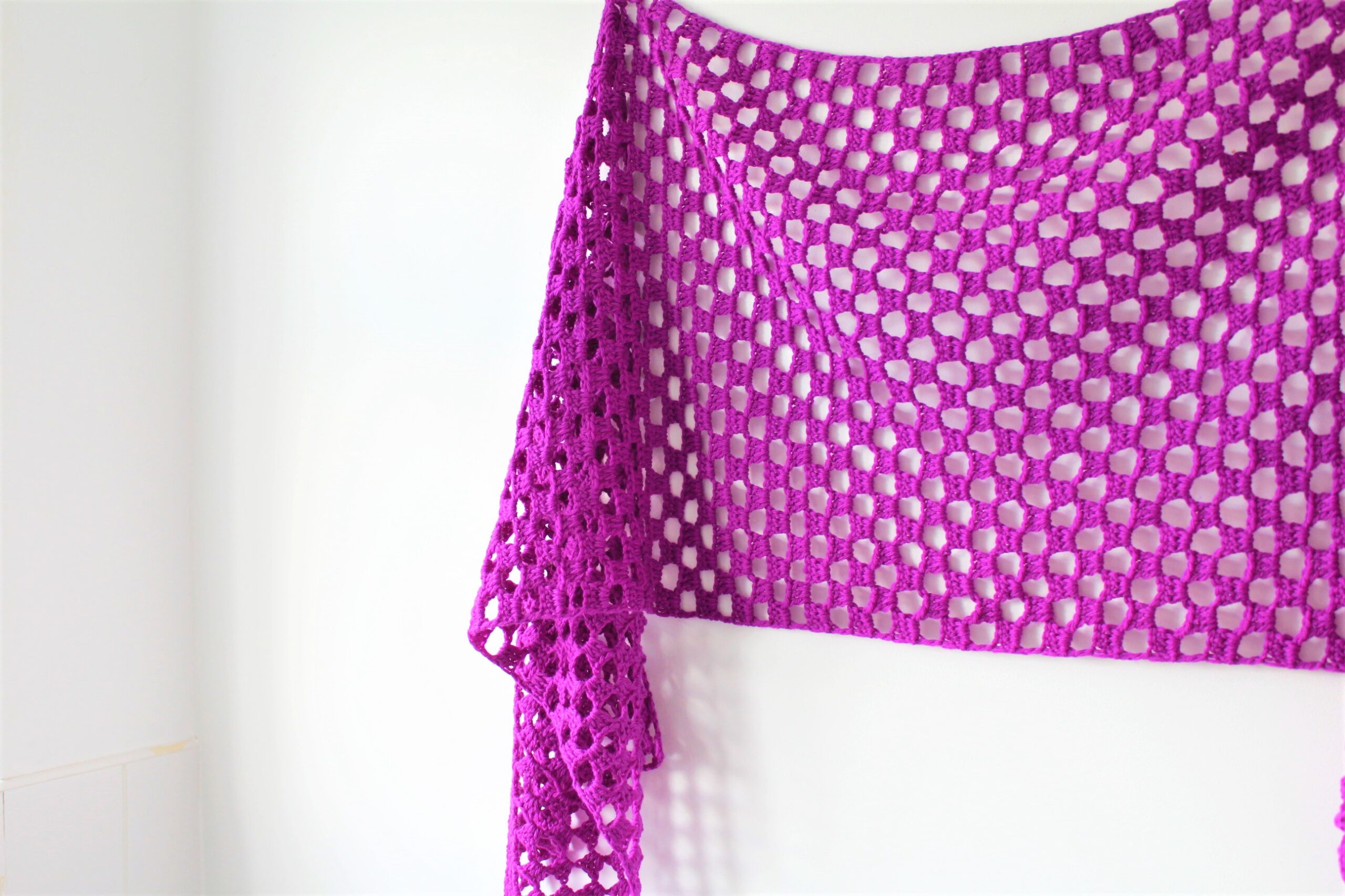 side view of the Nora Sideways Shawl