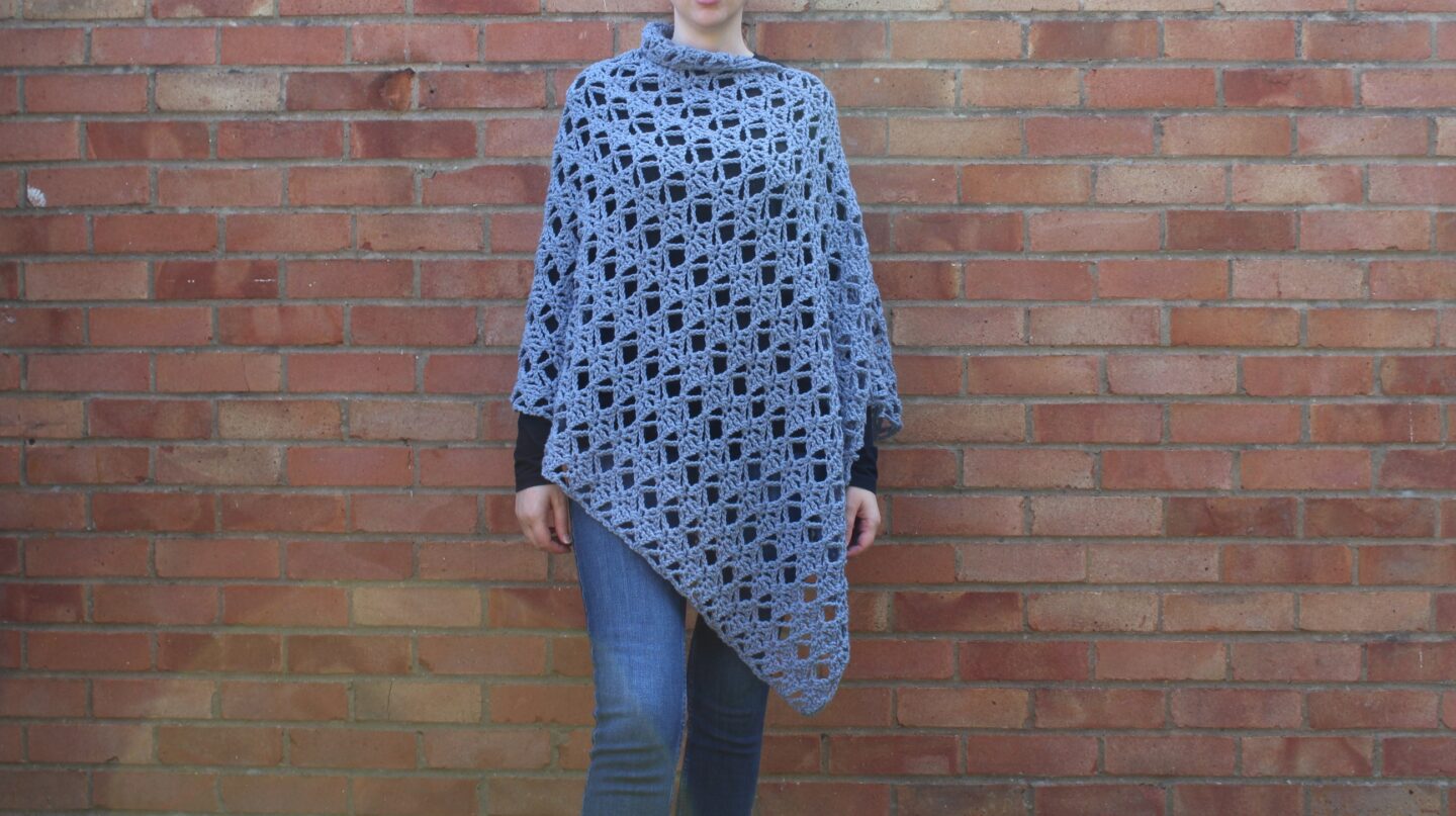 Easy Crochet Rectangle Poncho - stylish asymetrical shape