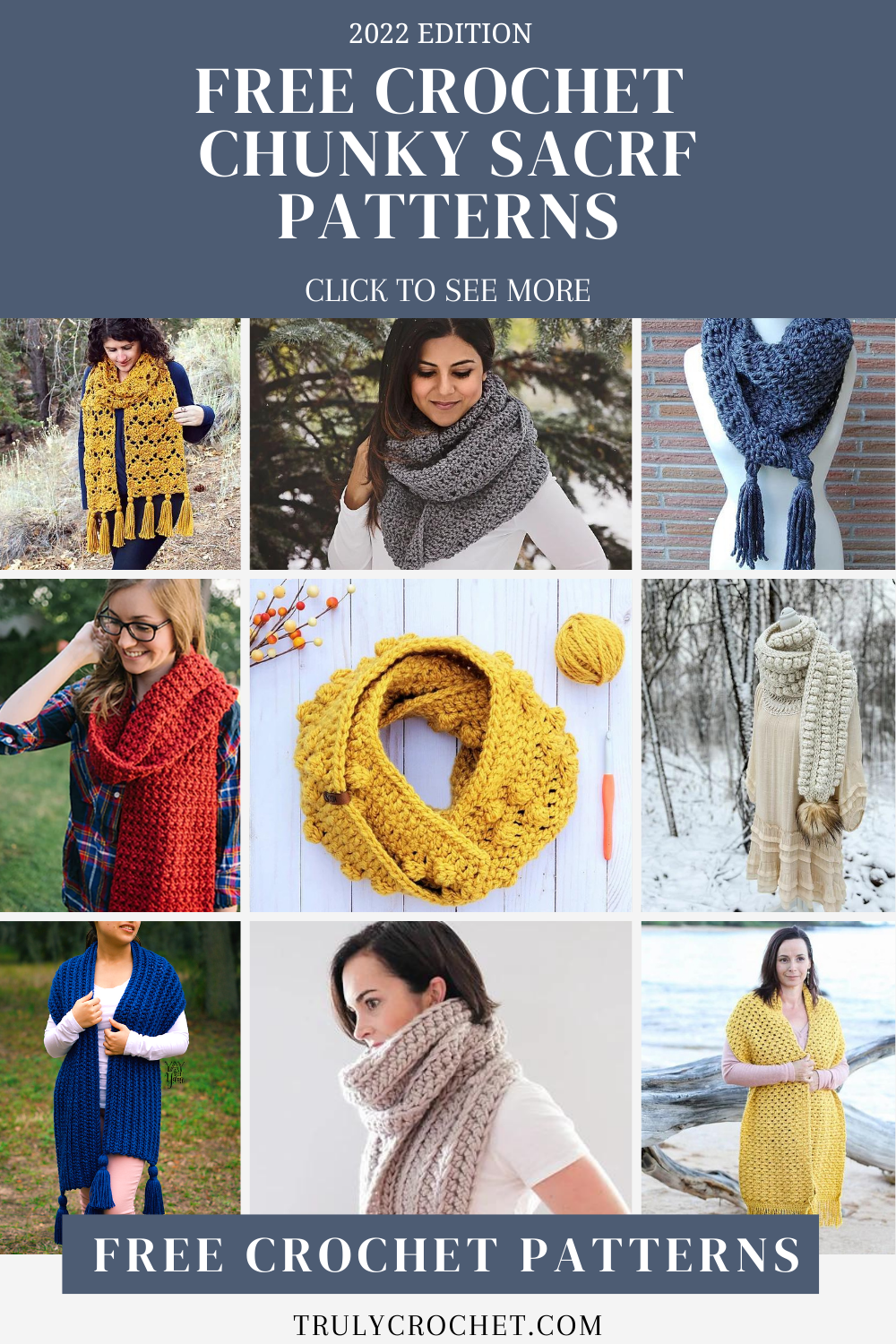 12 free chunky crochet scarves - 2022
