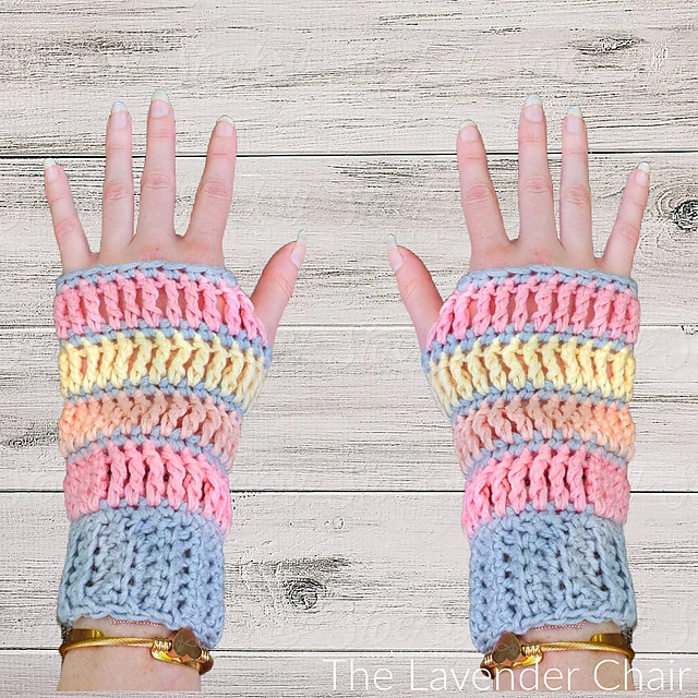 Heartstrings Fingerless Gloves Free Crochet Pattern - Kirsten