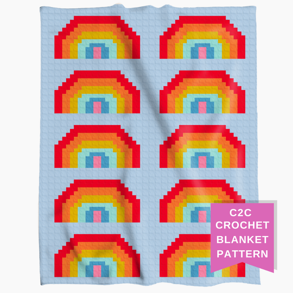 C2C rainbow blanket pattern