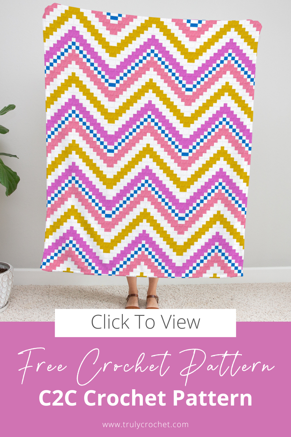 C2C Chevron Crochet Blanket Pattern - Free Crochet Pattern Pin