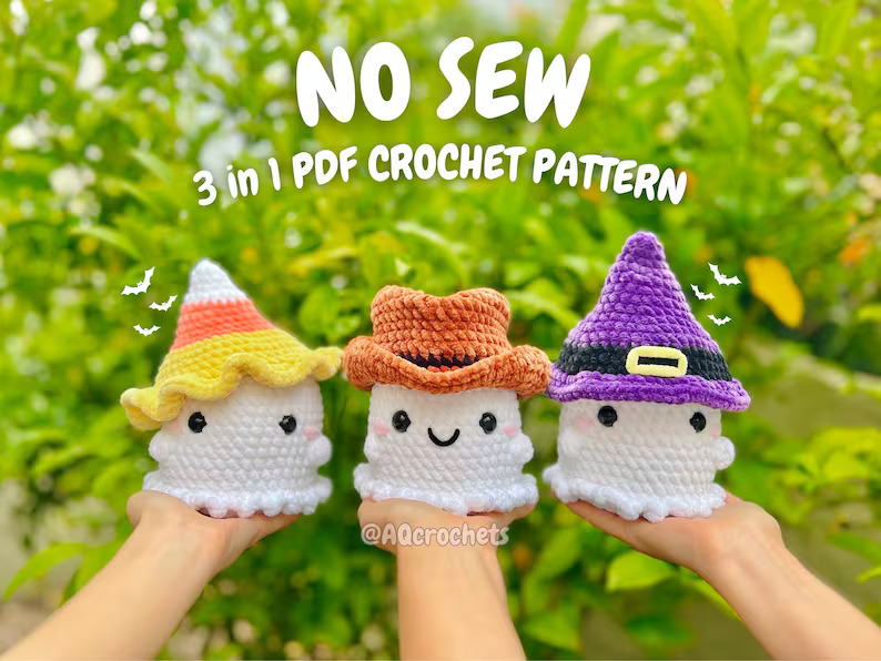 No Sew Ghosts Wearing Hats