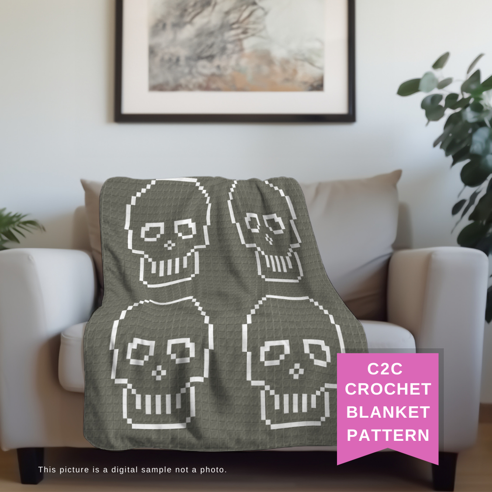 C2C Skull Crochet Blanket Pattern