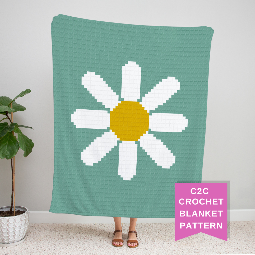 C2C Large Daisy Crochet Blanket Pattern - Free Crochet Pattern