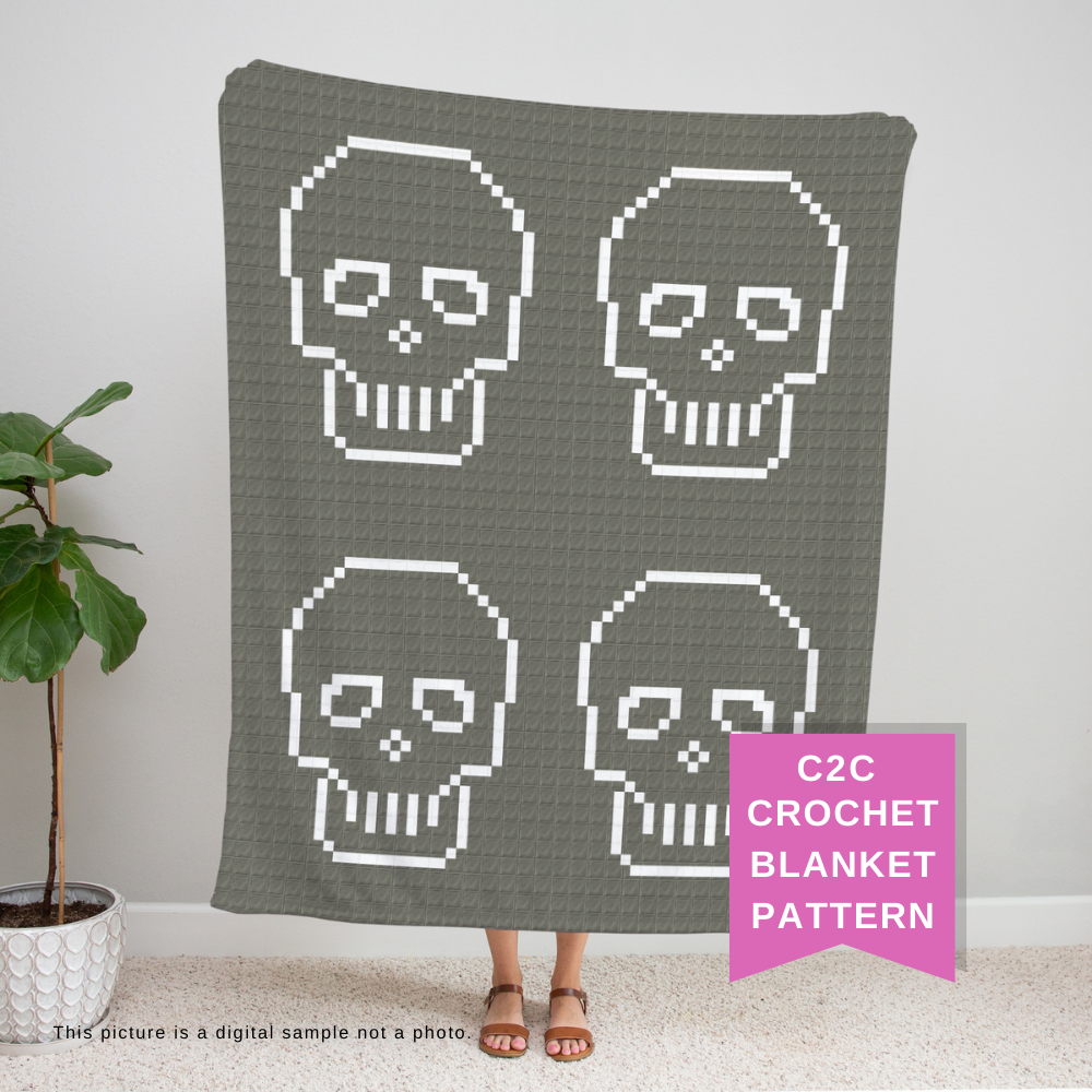 C2C Skull Crochet Blanket Pattern - Free Crochet Pattern