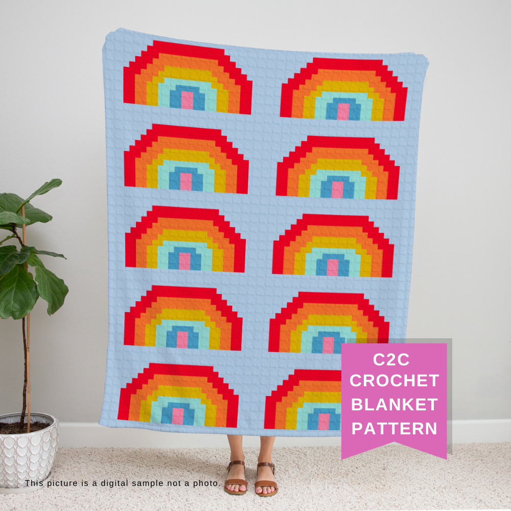 C2C Rainbow Blanket Crochet Pattern - Free Crochet Pattern