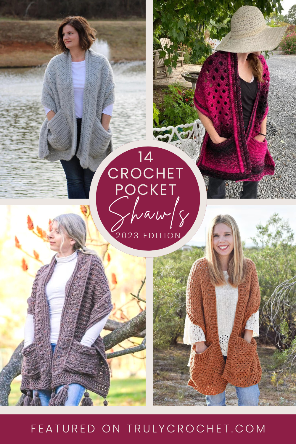 14 crochet pocket shawl patterns - 2023 edition