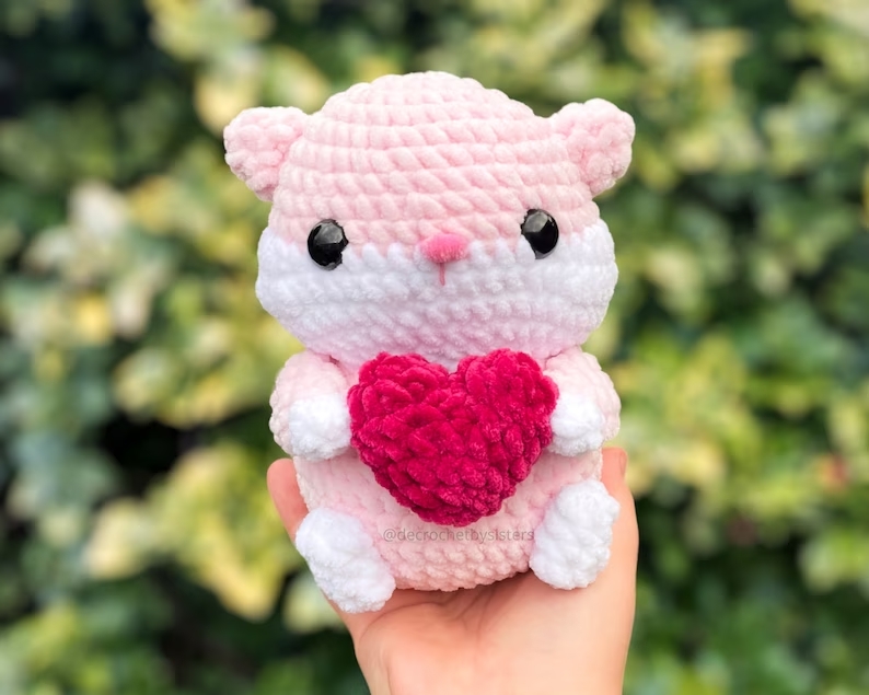 Valentine's Day Hamster Plushie Crochet Pattern