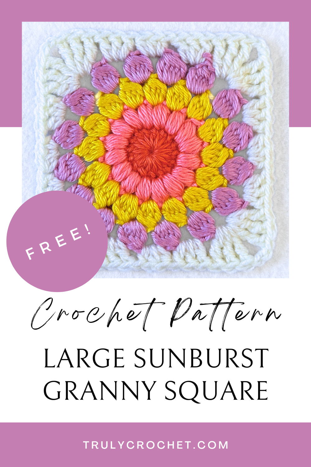 Large Sunburst Granny Square - Free Crochet Pattern